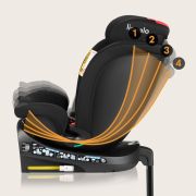 Scaun auto, Lionelo, i-Size Navy, 0-36 Kg, 40-150 cm, Cu isofix si picior de fixare, Protectie laterala, Rotire 360 grade, Ajustare spatar in 4 pozitii, Tetiera reglabila in 11 trepte, Conform cu R129, Negru/Rosu BYNLO-NAVY_I-SIZE_BLACK_RED
