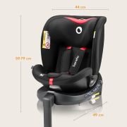 Scaun auto, Lionelo, i-Size Navy, 0-36 Kg, 40-150 cm, Cu isofix si picior de fixare, Protectie laterala, Rotire 360 grade, Ajustare spatar in 4 pozitii, Tetiera reglabila in 11 trepte, Conform cu R129, Negru/Rosu BYNLO-NAVY_I-SIZE_BLACK_RED
