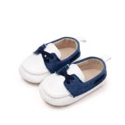 Pantofiori tip mocasini, albi cu insertii albastre chbbw3230-2-va11