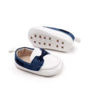 Pantofiori tip mocasini, albi cu insertii albastre chbbw3230-2-va11