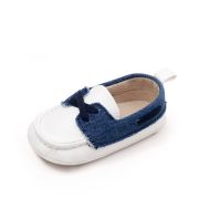 Pantofiori tip mocasini, albi cu insertii albastre chbbw3230-2-va11