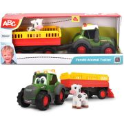 Tractor simba abc fendt animal trailer 30 cm cu lumini, sunete, remorca si figurina hubs204115011