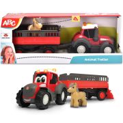 Tractor simba abc massey ferguson animal trailer 30 cm cu lumini, sunete, remorca si figurina hubs204115012