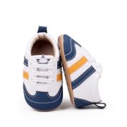 Adidasi pentru bebelusi, albi cu insertii bleumarine si porticalii chbxc4007-2-va16