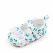 Pantofiori albi cu danteluta cu floricele verzi csbxc3068-2-va16