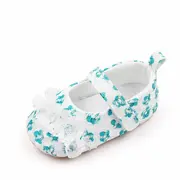 Pantofiori albi cu danteluta cu floricele verzi csbxc3068-2-va16