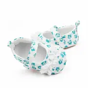 Pantofiori albi cu danteluta cu floricele verzi csbxc3068-2-va16