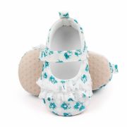 Pantofiori albi cu danteluta cu floricele verzi csbxc3068-2-va16