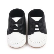 Pantofiori albi cu negru cu sireturi din elastic pentru baietei chm1994-2-va14