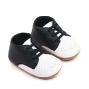 Pantofiori albi cu negru cu sireturi din elastic pentru baietei chm1994-2-va14