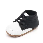 Pantofiori albi cu negru cu sireturi din elastic pentru baietei chm1994-2-va14