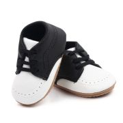 Pantofiori albi cu negru cu sireturi din elastic pentru baietei chm1994-2-va14