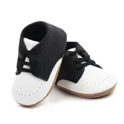 Pantofiori albi cu negru cu sireturi din elastic pentru baietei chm1994-2-va14