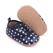 Pantofiori pentru bebelusi, bleumarine sidefat cu buline albe chd2579-4-va15