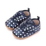 Pantofiori pentru bebelusi, bleumarine sidefat cu buline albe chd2579-4-va15