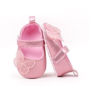Pantofiori pentru bebelusi, roz sidefat cu fluturas chys-g24-2-va16
