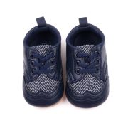 Pantofi bebelusi din piele ecologica cu insertii textile, albastru inchis csbmb3115-1-va18