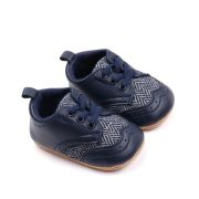 Pantofi bebelusi din piele ecologica cu insertii textile, albastru inchis csbmb3115-1-va18