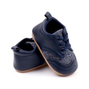 Pantofi bebelusi din piele ecologica cu insertii textile, albastru inchis csbmb3115-1-va18