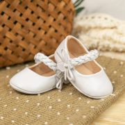 Pantofiori albi cu bareta impletita pentru bebelusi cs2622-1-va18