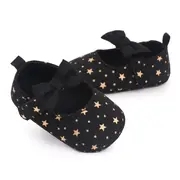 Pantofiori bebelusi negri cu stelute aurii si fundita eleganta chd2515-4-va6