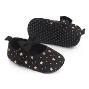 Pantofiori bebelusi negri cu stelute aurii si fundita eleganta chd2515-4-va6