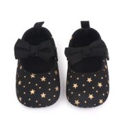 Pantofiori bebelusi negri cu stelute aurii si fundita eleganta chd2515-4-va6