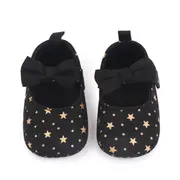 Pantofiori bebelusi negri cu stelute aurii si fundita eleganta chd2515-4-va6