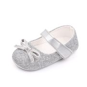 Pantofiori cu sclipici argintiu si fundita chd2572-3-va6