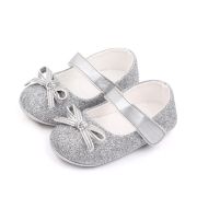 Pantofiori cu sclipici argintiu si fundita chd2572-3-va6