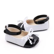 Pantofiori eleganti alb cu negru pentru bebelusi chbjz3210-2-va17