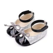 Pantofiori eleganti argintiu cu negru pentru bebelusi chbjz3210-21-va17