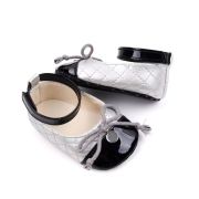 Pantofiori eleganti argintiu cu negru pentru bebelusi chbjz3210-21-va17