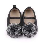 Pantofiori eleganti negri cu sclipici si floare argintie csbhx3104-1-va17
