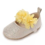 Pantofiori ivoire metalizat cu floricele galbene chj10-2-va17