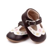 Pantofiori maro cu alb cu floricele colorate brodate csbmh3040-1-va18