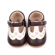 Pantofiori maro cu alb cu floricele colorate brodate csbmh3040-1-va18
