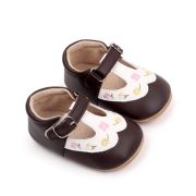 Pantofiori maro cu alb cu floricele colorate brodate csbmh3040-1-va18