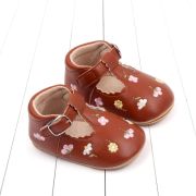Pantofiori maro cu floricele colorate brodate csbmh3041-2-va12