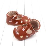 Pantofiori maro cu floricele colorate brodate csbmh3041-2-va12