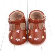 Pantofiori maro cu floricele colorate brodate csbmh3041-2-va12