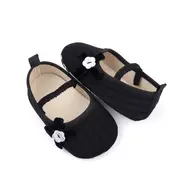 Pantofiori negri cu floricica alba decorativa csbyq3153-1-va17