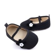 Pantofiori negri cu floricica alba decorativa csbyq3153-1-va17