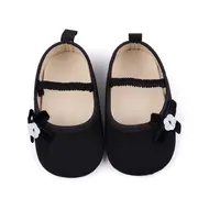 Pantofiori negri cu floricica alba decorativa csbyq3153-1-va17