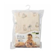 Set 4 lavete, Bubaba, Din muselina, Dimensiune 40x40 cm, Pentru spalarea si ingrijirea fetei si a corpului bebelusului dupa masa sau baita, Green/Beige BYN84508