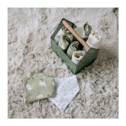 Set 4 lavete, Bubaba, Din muselina, Dimensiune 40x40 cm, Pentru spalarea si ingrijirea fetei si a corpului bebelusului dupa masa sau baita, Green/Beige BYN84508