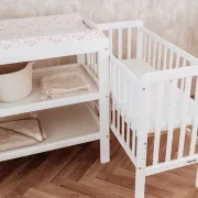 Patut Bebe Din Lemn Masiv, Patut Lateral Cu Inaltime Reglabila A Saltelei, Bedside Alb, 90 X 40 Cm Pjbscw