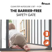 Poarta siguranta Hauck, Clear Step Autoclose 2 Grey, 75-80 cm, Cu extensie + 9 cm, 84-89cm, Inchidere magnetica automata din ambele parti EKDhk59745