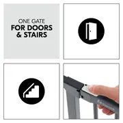 Poarta siguranta Hauck, Clear Step Autoclose 2 Grey, 75-80 cm, Cu extensie + 9 cm, 84-89cm, Inchidere magnetica automata din ambele parti EKDhk59745