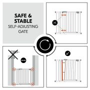 Poarta siguranta Hauck, Clear Step Autoclose 2 Grey, 75-80 cm, Cu extensie + 9 cm, 84-89cm, Inchidere magnetica automata din ambele parti EKDhk59745